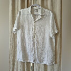 Men's Baird McNutt - Murano Slim Fit Classic White Linen Button Down Shirt